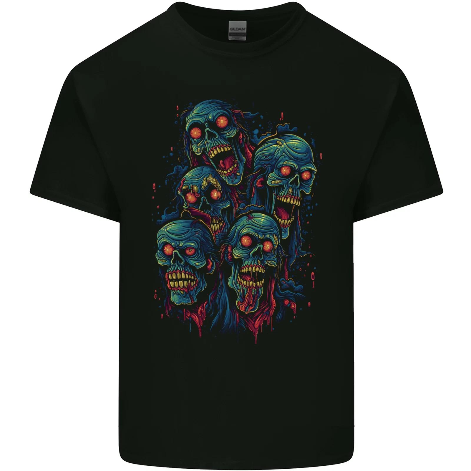 5 Zombie Skulls Halloween Kids T-Shirt Childrens 2XL