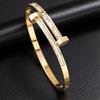 Stylish Titanium Steel Nail Bracelet with Diamond Inlay – Durable, Colorfast & Versatile
