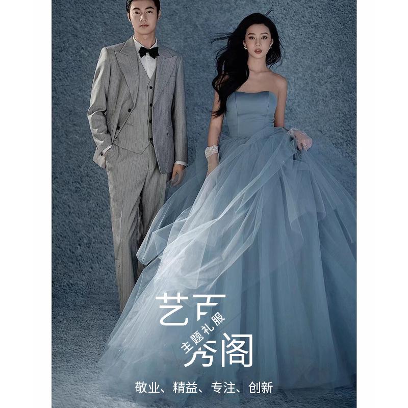 

Платье свадебное с открытыми плечами 2025 новая одежда свадебное платье для пары цветная пряжа Мори вечернее платье XXXL