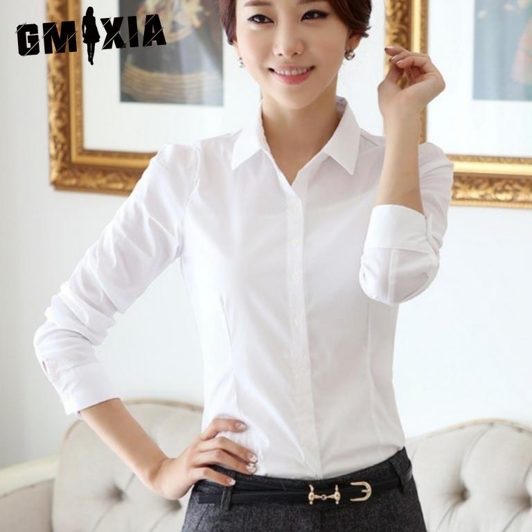 

GMXIA Fleece Thickened Shirt, Long-sleeved White Shirt for Women, Student Professional Women s Clothing, Plus-size Women s Clothing S