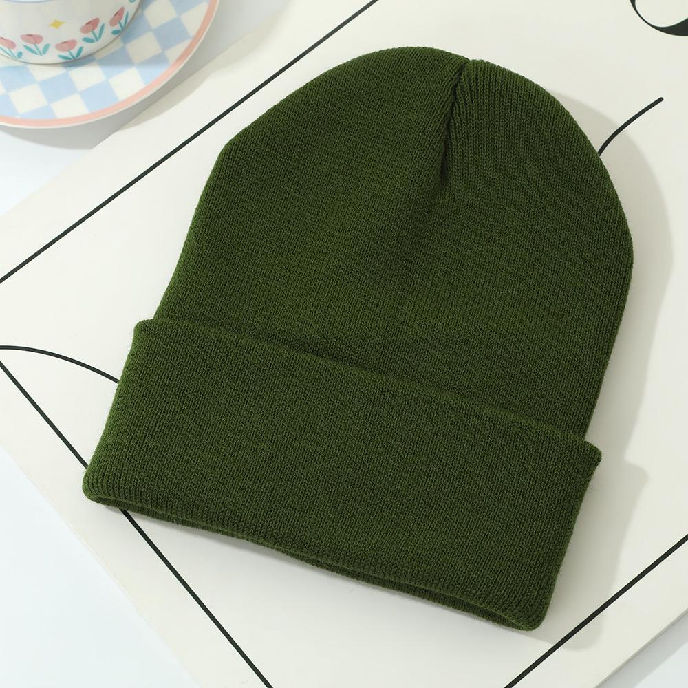 Korean Style Acrylic Knit Hat: Simple, Warm, Versatile Wool Hat with Ear Protection for Autumn and Winter