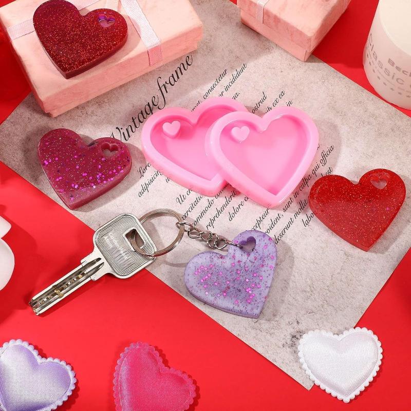 1/3/10/15Pcs Epoxy Resin Casting Molds Transparent Pen Bookmark Heart-Shaped Keychains Silicone Mold For Handmade Stationery