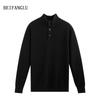 Northern Deer Men's Henley Half-High Collar Wool Sweater - 100% Pure Cotton, Long Sleeve, 2025 Edition
