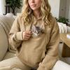 Casual Pullover Top Women Hoodie with Pet Pouch, Solid Color Hooded Sweatshirt Kangaroo Cat Pouch Pocket Pocket, for Carrying Small Dogs Cats