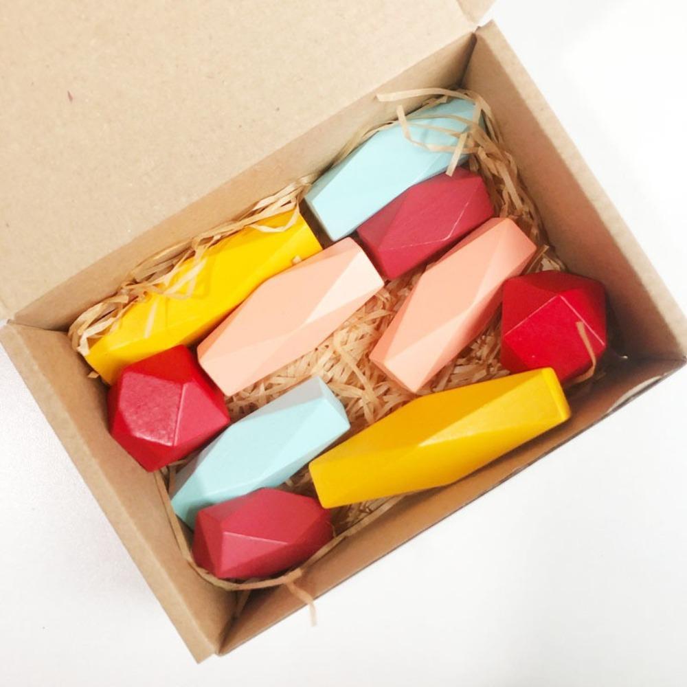 Wooden children's Nordic ins wind colored stone stacking music boys and girls indoor ornaments early education educational toys