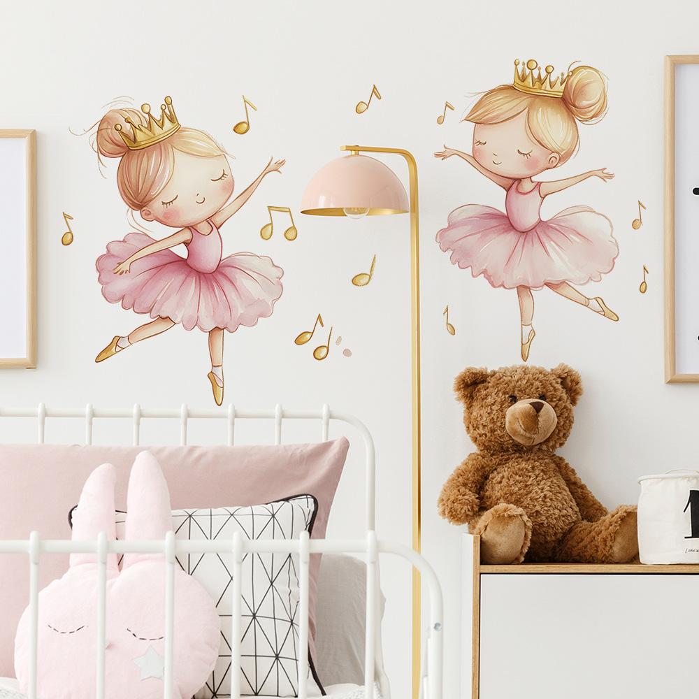 Painted Ballerina Wall Sticker Self-Adhesive Removable for Bedroom Living Room Hallway Closet Dorm Elegant Home Decor Art