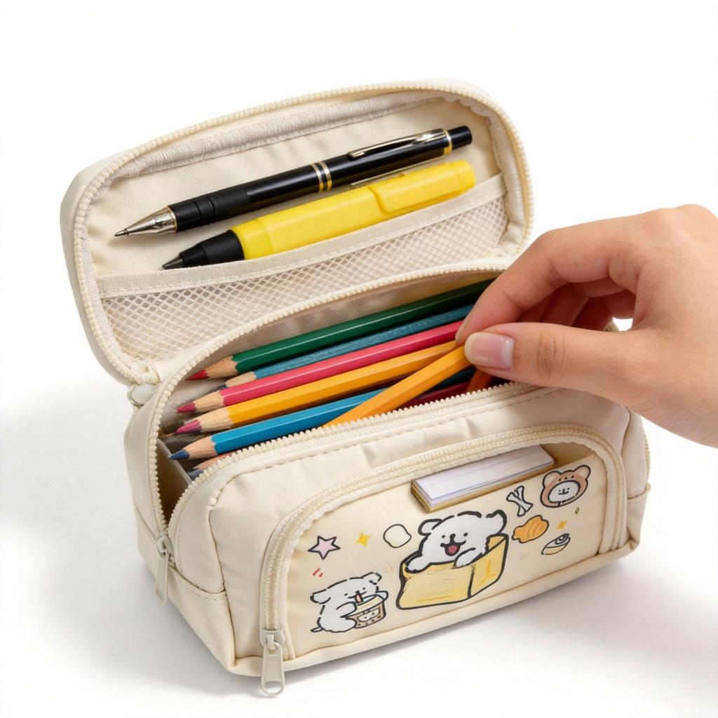 Canvas Line Dog Pencil Case With Large Capacity For Kids And Teens Ideal For School Supplies