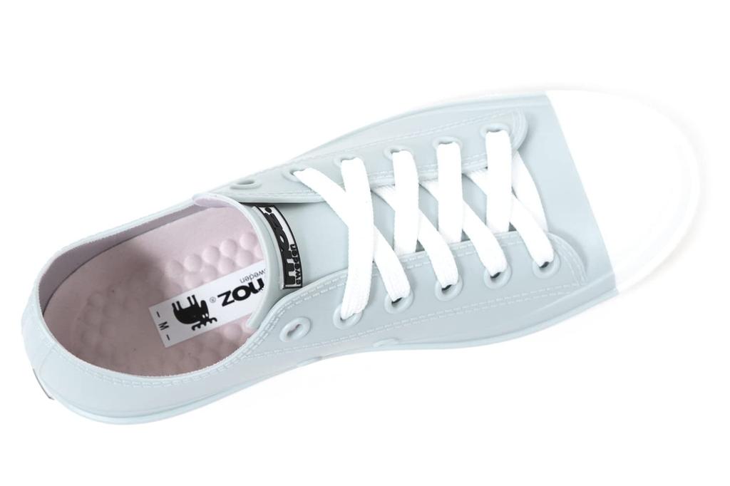 Akiriko MOZ Rain Shoes with Original Colorful Size M Women's One-Piece Low-Cut Lace-Up Insoles, Sax,