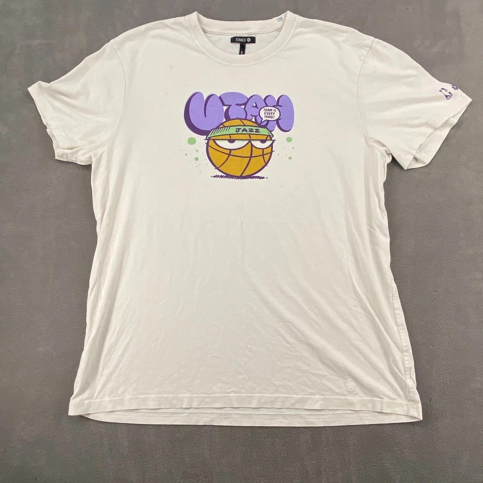 Utah Jazz T-Shirt Men XL White Graphic Butter Blend Stance NBA Basketball Sports S