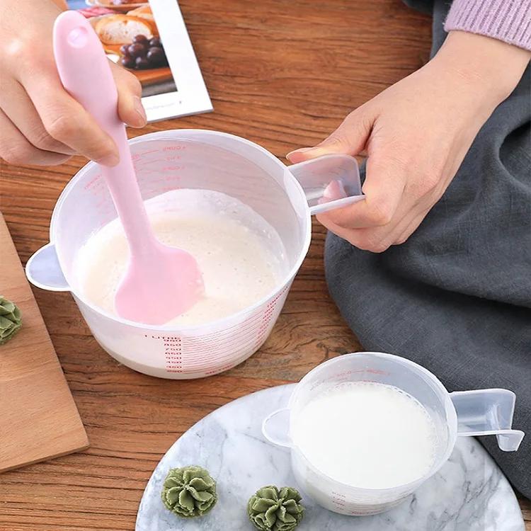 250-1000ML Food Grade Thick Silicone Measuring Cup with Handle - Transparent Scale Milliliter Measurement Baking Milliliter Cup