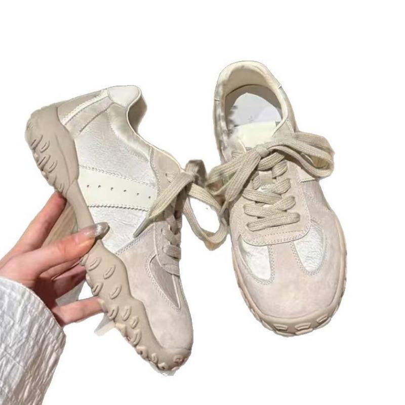 Leather Version~ Small Inner Height Increase Women's Versatile Lace-up Leisure Sports Platform Dad Shoes