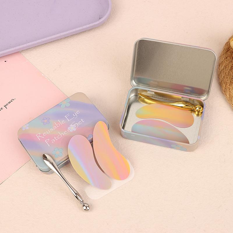 Reusable 1Pair Eye Pads With Massage Stick Silicone Lash Lift Eyelash Extension Hydrogel Patches Under Eye Gel Patch Makeup Tool