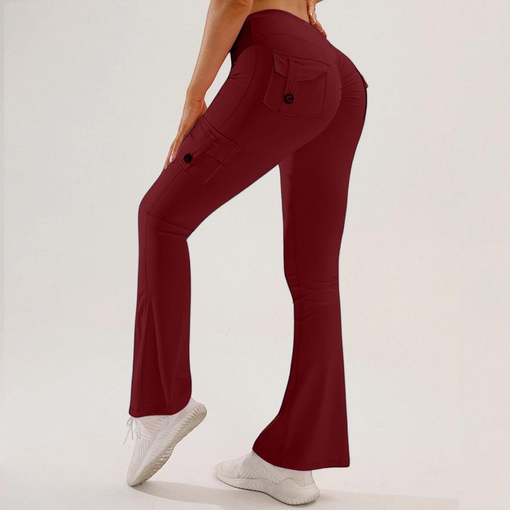 Women’s Yoga Leggings Outdoor Sports Fitness Multi-Pocket Flare Pants Work Trousers
