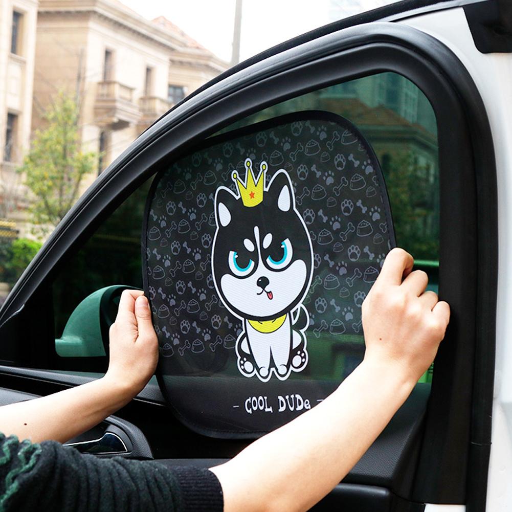 2Pcs Car Window Sunshade Cartoon Animal Static Privacy Car Curtain Anti-UV Block Heat Car Window Baby Sun Shades