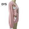 Women Christmas Sweatshirt Round Neck Sequin Santa Pattern Loose Long Lantern Sleeves Pullover Keep Warm New Year Party Top