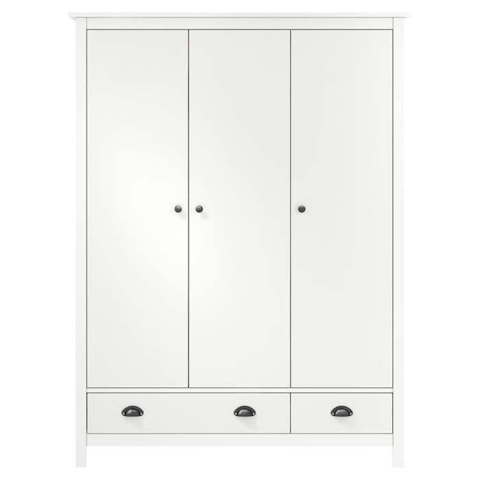 VidaXL 3-door Wardrobe Hill White 127x50x170 Cm Solid Pine Wood 288952