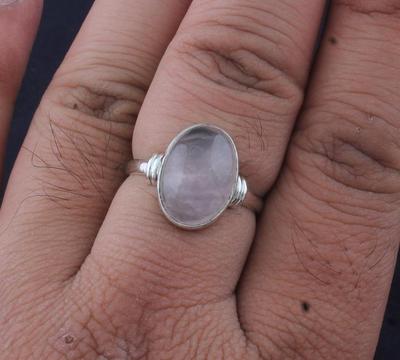 Solid 925 Sterling Silver Rose Quartz Gemstone Boho Designer Ring Mens Women Ring Statement Jewelry