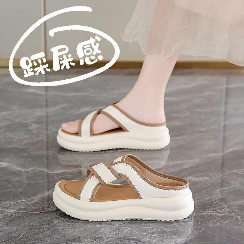 Hausschuhe Damen 2025 neu modisch vielseitig bequem Nischenriemen abriebfeste Muffinsohle Damen Sandalen