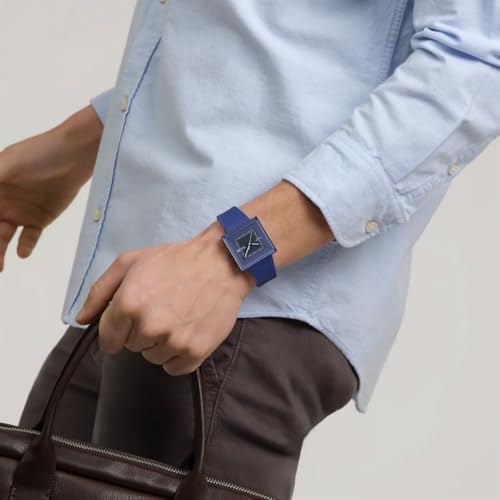 Swatch Square Bioceramic Squarely Blacklight Watch, Blue, SO34N700