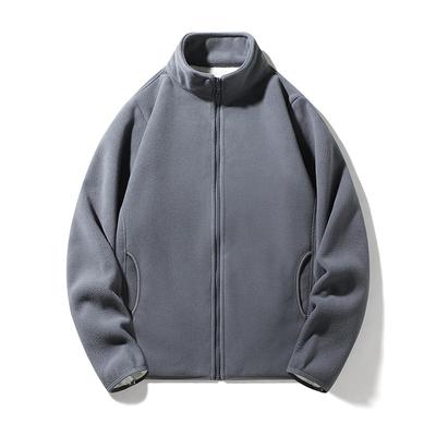 Autumn and Winter Velvet Thickened Fleece Jacket for Men and Women Polar Fleece Sweatshirt Men's Cardigan Stand Collar Warm Lamb Velvet Jacket