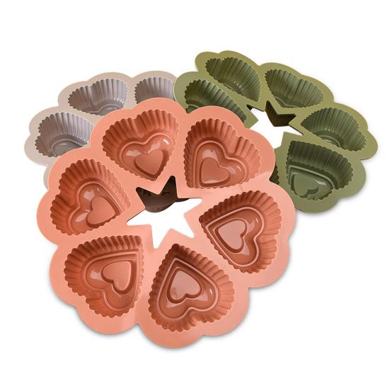 Heart Shape Silicone Cake Mold 6-Cup Non-Stick Baking Pan Soft Heat-resistant Chocolate Mold Reusable Easy Release Cake Mold for Home Kitchen DIY