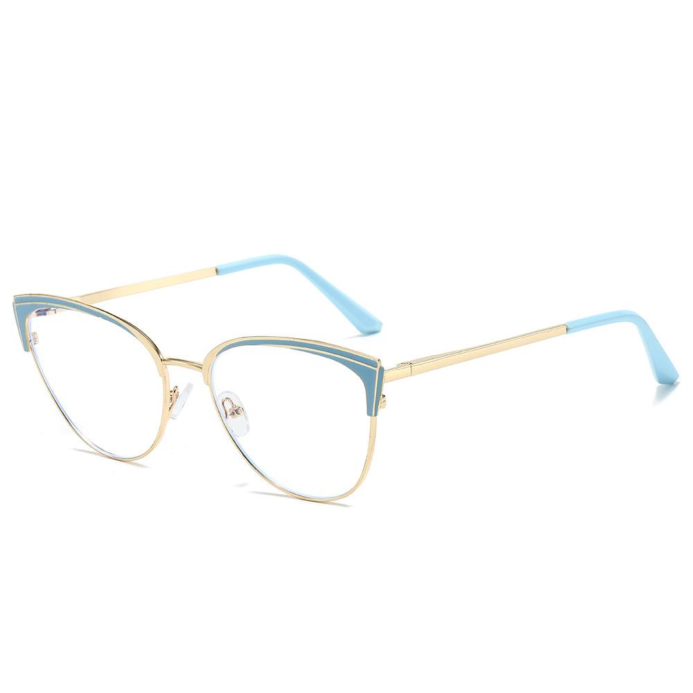 

Оправа очков Cat Персонализированные большие оправы Анти-синие очки Контрастные цвета Двойная оправа Плоские очки Spice Girl Тот же стиль white film (anti-blue light)