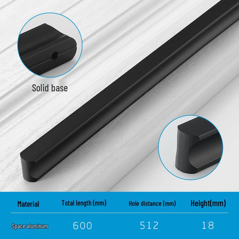 Modern Minimalist Gold Cabinet Handle, Light Luxury I-Shaped Black Drawer Pull
