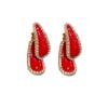 111 Silver Needle Retro Burgundy Water Drop Earrings Fashion Tassel Cross Earrings Temperament Light Luxury Premium Earrings