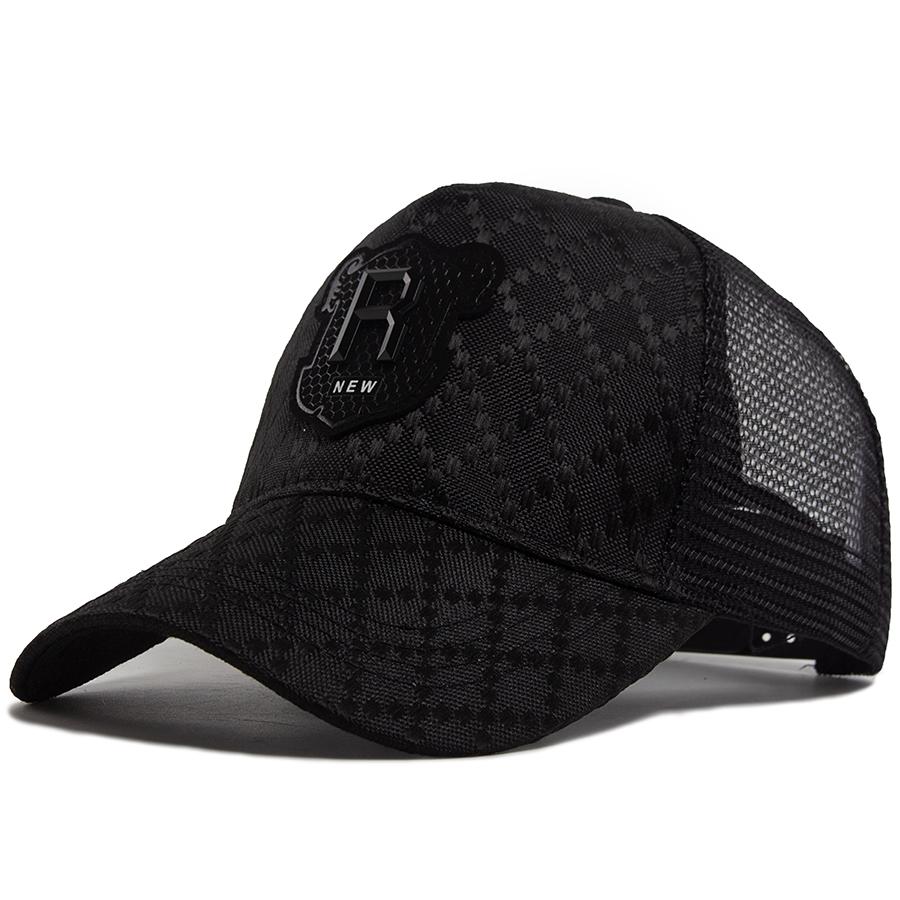 Men Baseball Cap R Label Grid 5 Panel Style Trucker Hat Hip Hop Mesh Caps Fashion Women Visor Casual Caps Summer For Unisex