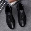 Man Genuine Leather Black Sneakers Casual Shoes Luxury Brand Italian Style Male Footwear Ankle Boots For Men Lace-Up Men'S Boots