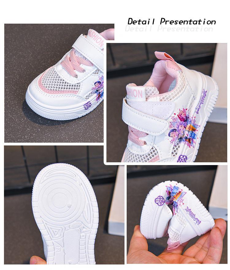 2026 Girls' Cartoon Princess White Sports Shoes - Summer Casual Fashion for Big Kids