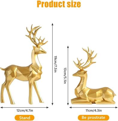 Reindeer Sculpture Resin Christmas Reindeer Elk Xmas Home Decor Statues for Living Room Bedroom Office Desktop Cabinets
