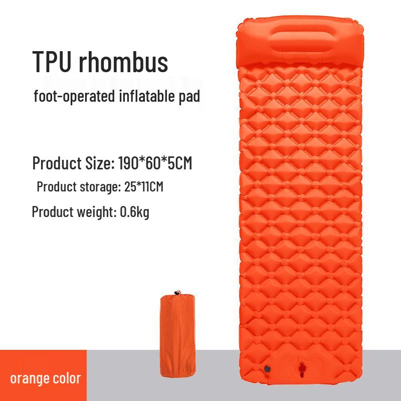 TPU Inflatable Foot-Pumped Camping Pad: Lightweight Outdoor Air Mattress, Moisture-Proof for Mountaineering and Naps