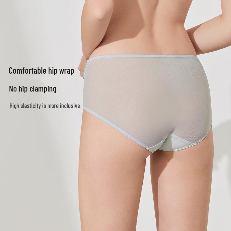 Oudifen Women's Lace Mesh Mid-Waist Briefs XP4504