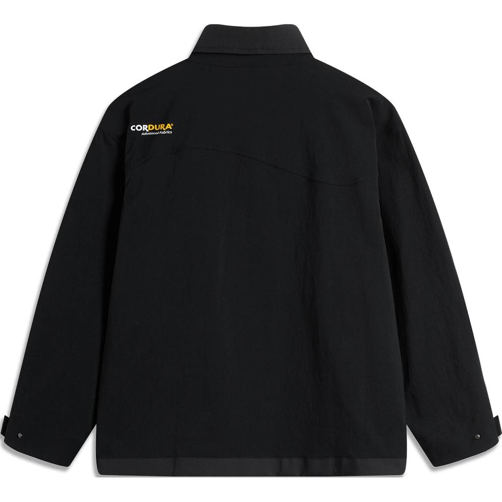 Li Ning Outdoor Series CF Water Series Solid Color Zipper Polo Loose Jacket Men jackets Black AJDU281-4