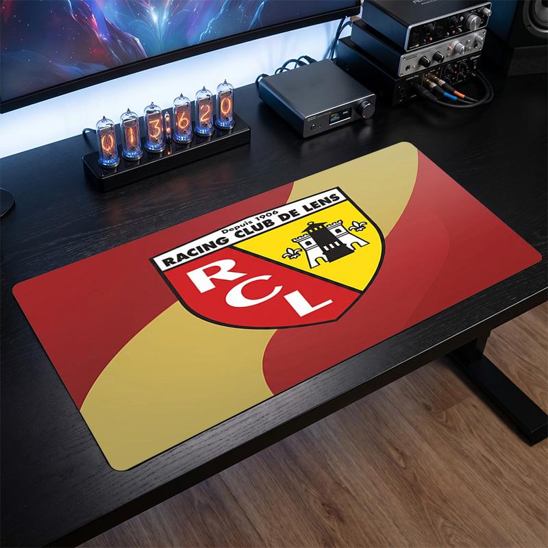 Lens FC Theme Pattern Mouse Pad, Soccer Logo Design XXL Gaming Desk Mat Non-Slip Computer Mouse Pad