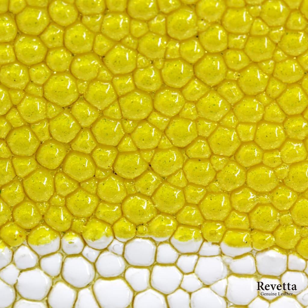 [Revetta] Stingray Leather Long Wallet, Yellow, Caviar Pearl Finish, Round Zipper, Genuine Leather, Women's, with Strap [233stw-2]