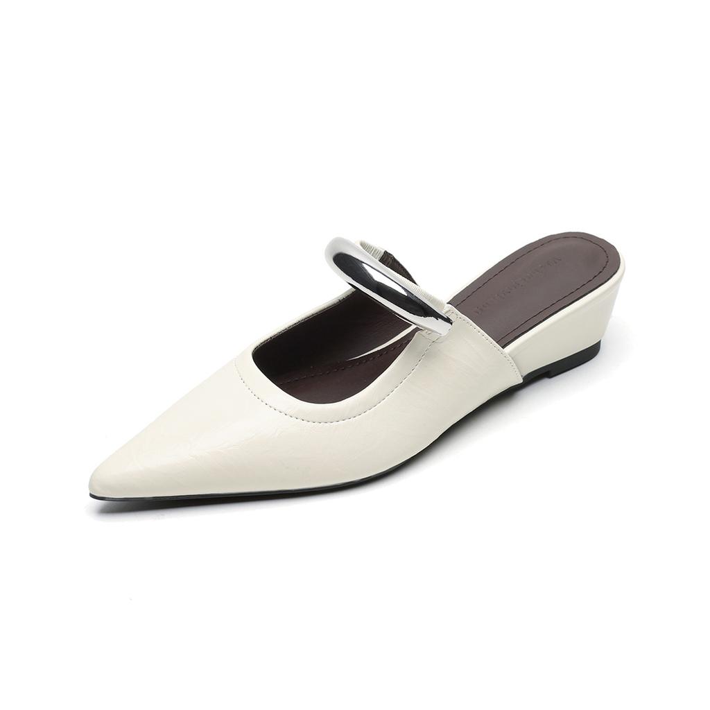 Height-increasing Bag Head Half Slippers Women's Summer Outer Wear Wedged Heels Pointed Shoes Sandals Women