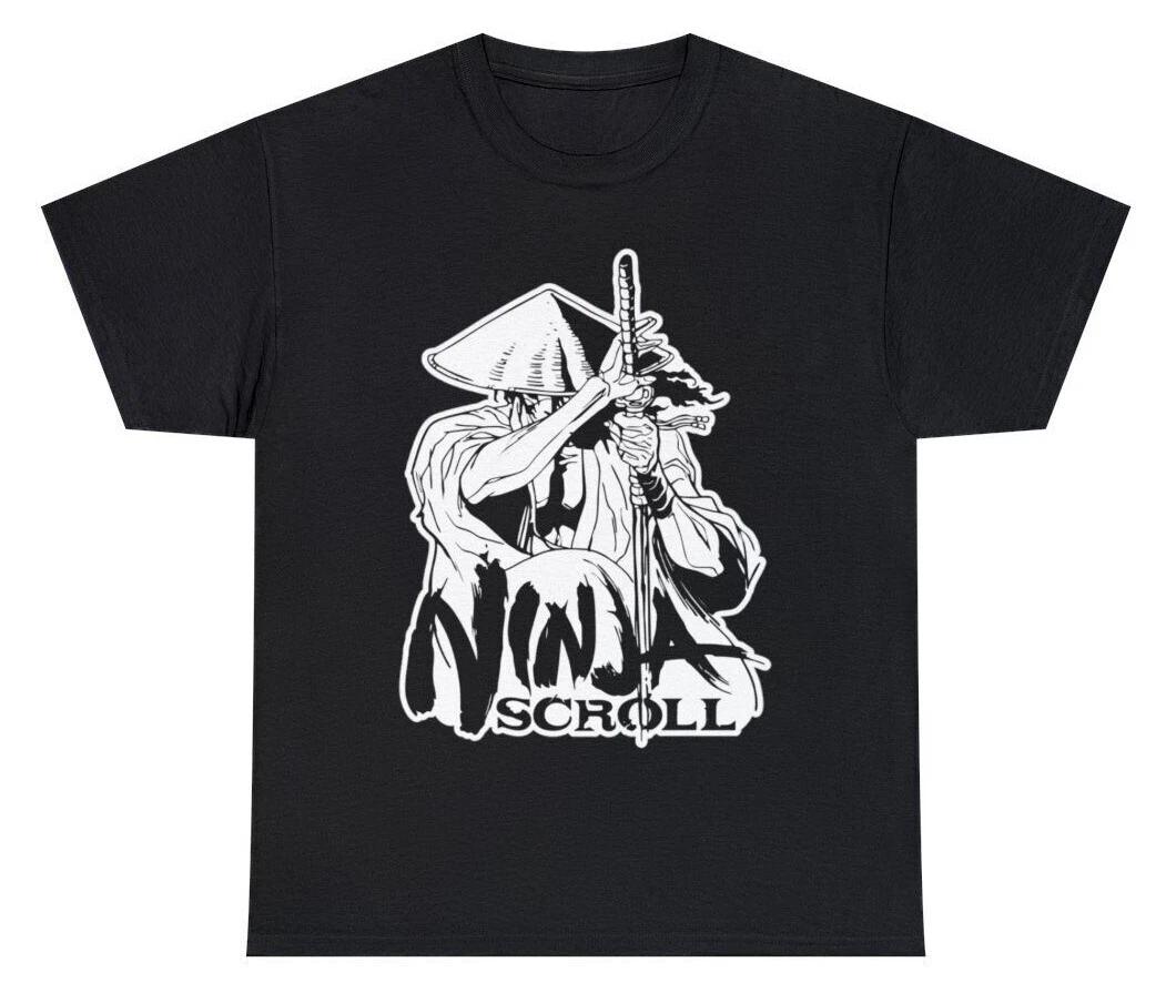 Men s and Women s T-shirts Ninja Scroll Jubei Kibagami BW Anime Manga S