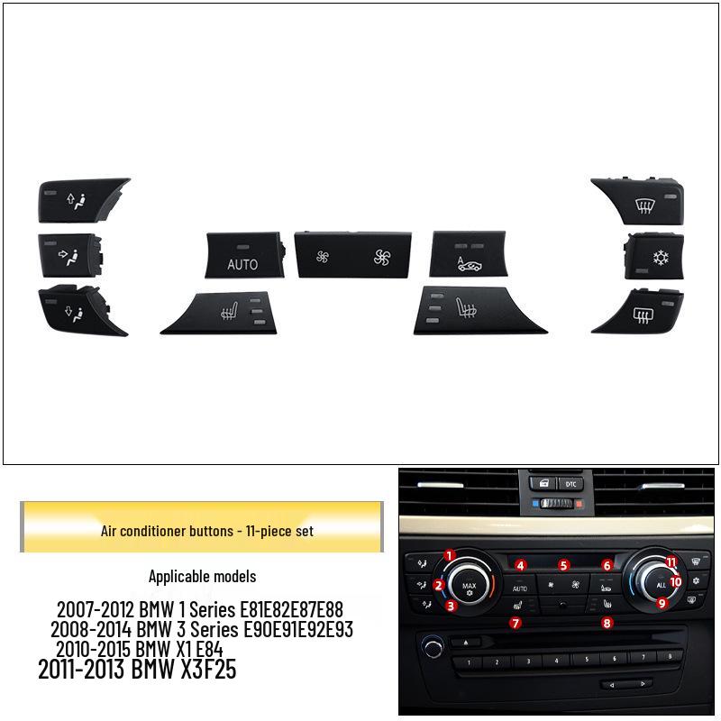 BMW 3 Series, 1 Series, X1, X3 Console Air Volume & Glass Button Knobs.