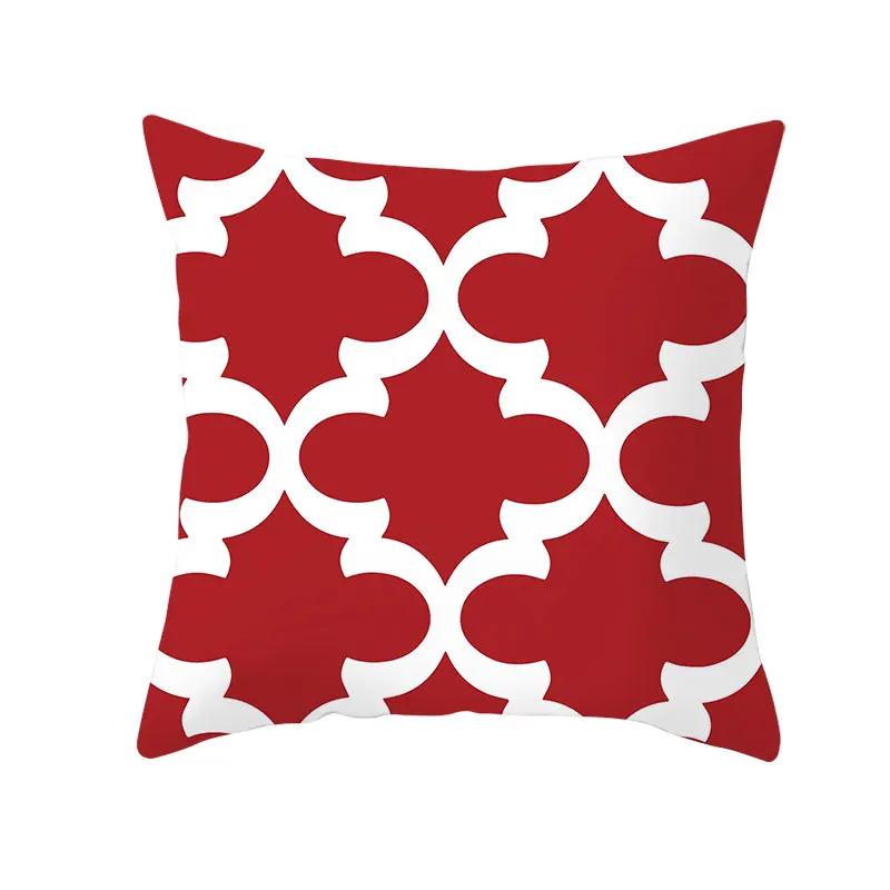 Red Geometric Cushion Cover 45X45 Pillowcase Decor Sofa Cushion Polyester Pillowcase Home Decor Pillowcase