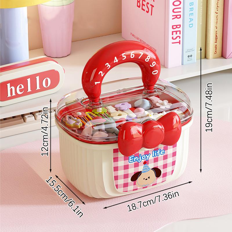 

1 шт. Детская коробка для аксессуаров для волос, двухслойная портативная заколка для волос, повязка на голову, серьги, браслет, ожерелье, коробка для хранения косметики красный