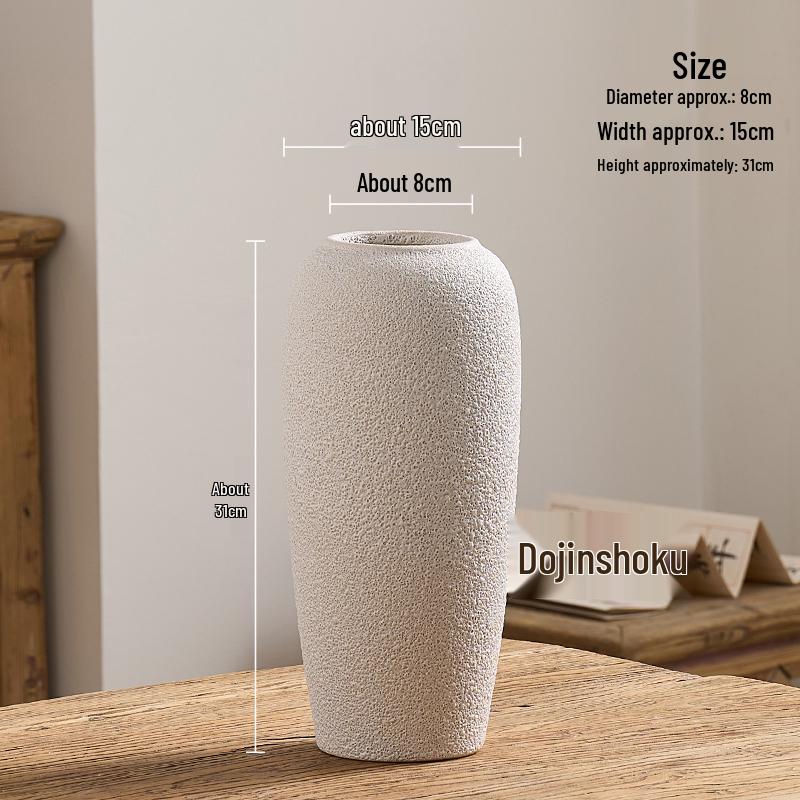 Large Retro Ceramic Floor Vase for Flower Arrangements - High-Temperature Porcelain Pottery for Living Room or Entrance.