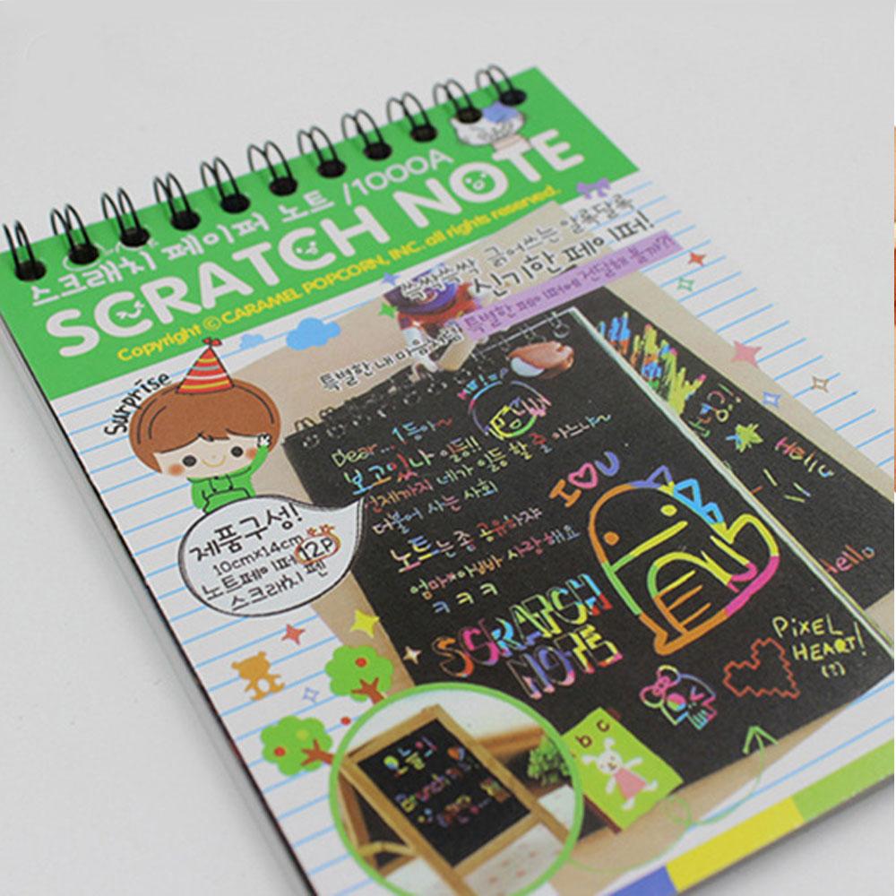 STONEGO Книга для рисования царапками Граффити DIY Мультяшная скетчбук Цветная скретч-раскраска Детский сюрприз Покрытие Волшебная книга зелёный