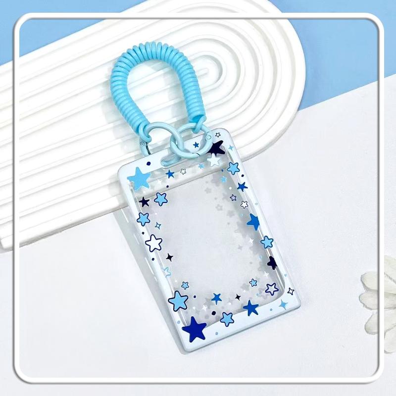 Star Sliding Cover Card Holder Transparent Portable Id Protector Kpop Photocard Photo Case Student School Card Bus Card Holder