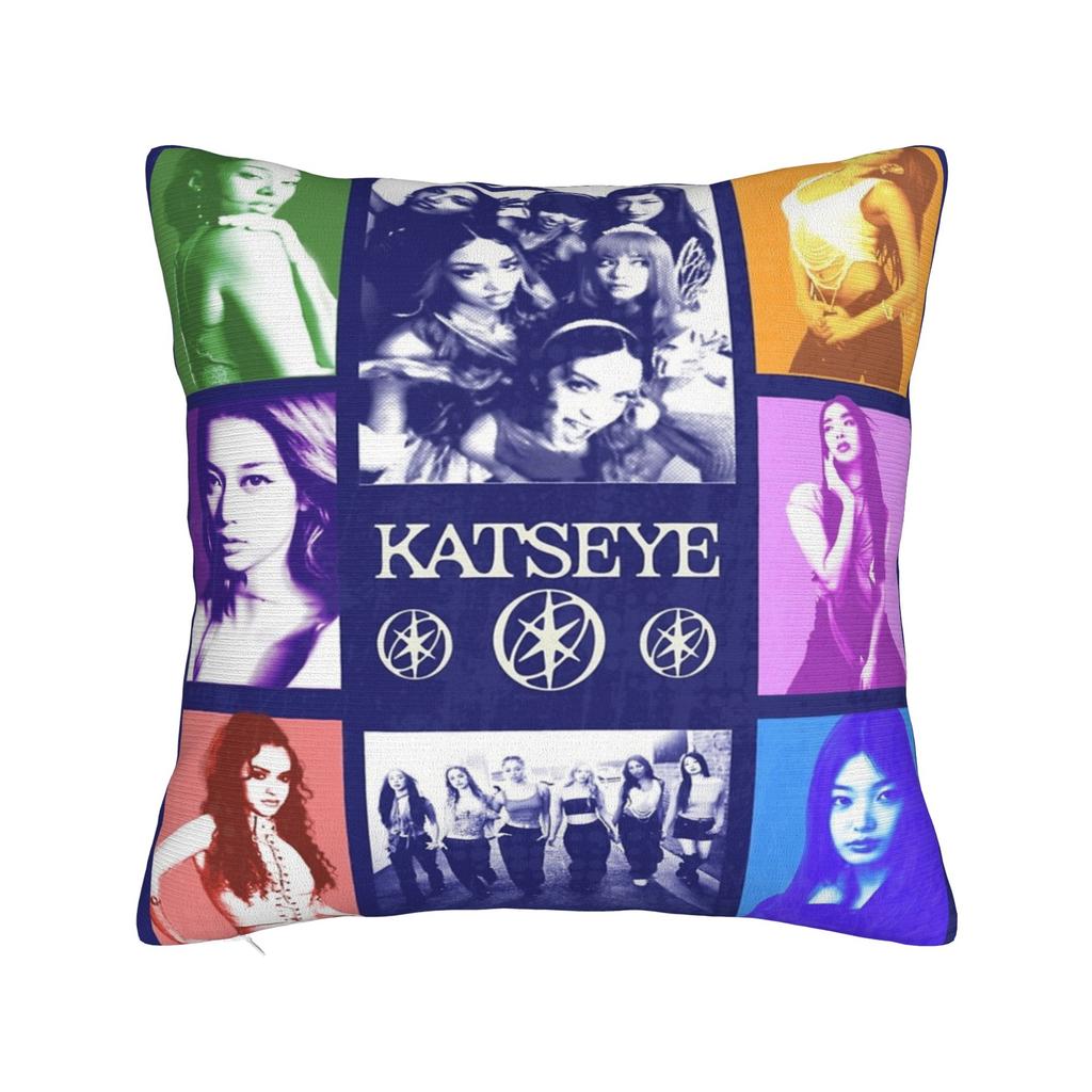 Katseye Kpop Stil Quadratische Kissenhülle Polyester Überwurf Kissen Koreanischer Stil Neuheit Kissenbezüge