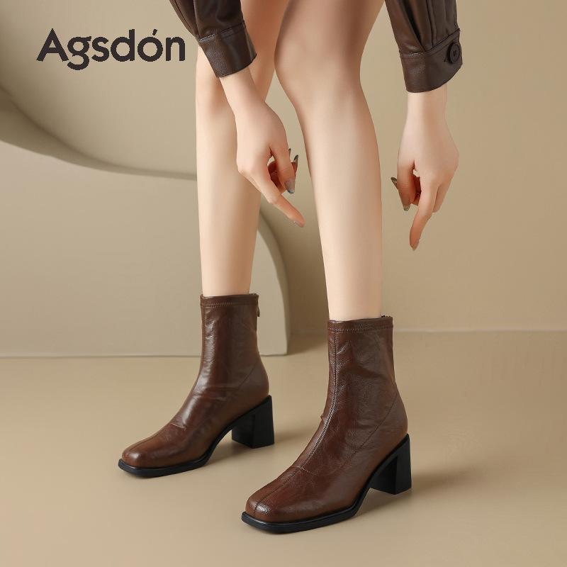 Augustine Thick Heel Martin Boots Women's Autumn 2025 New British Style Retro Short Boots Women's Casual Thin Boots