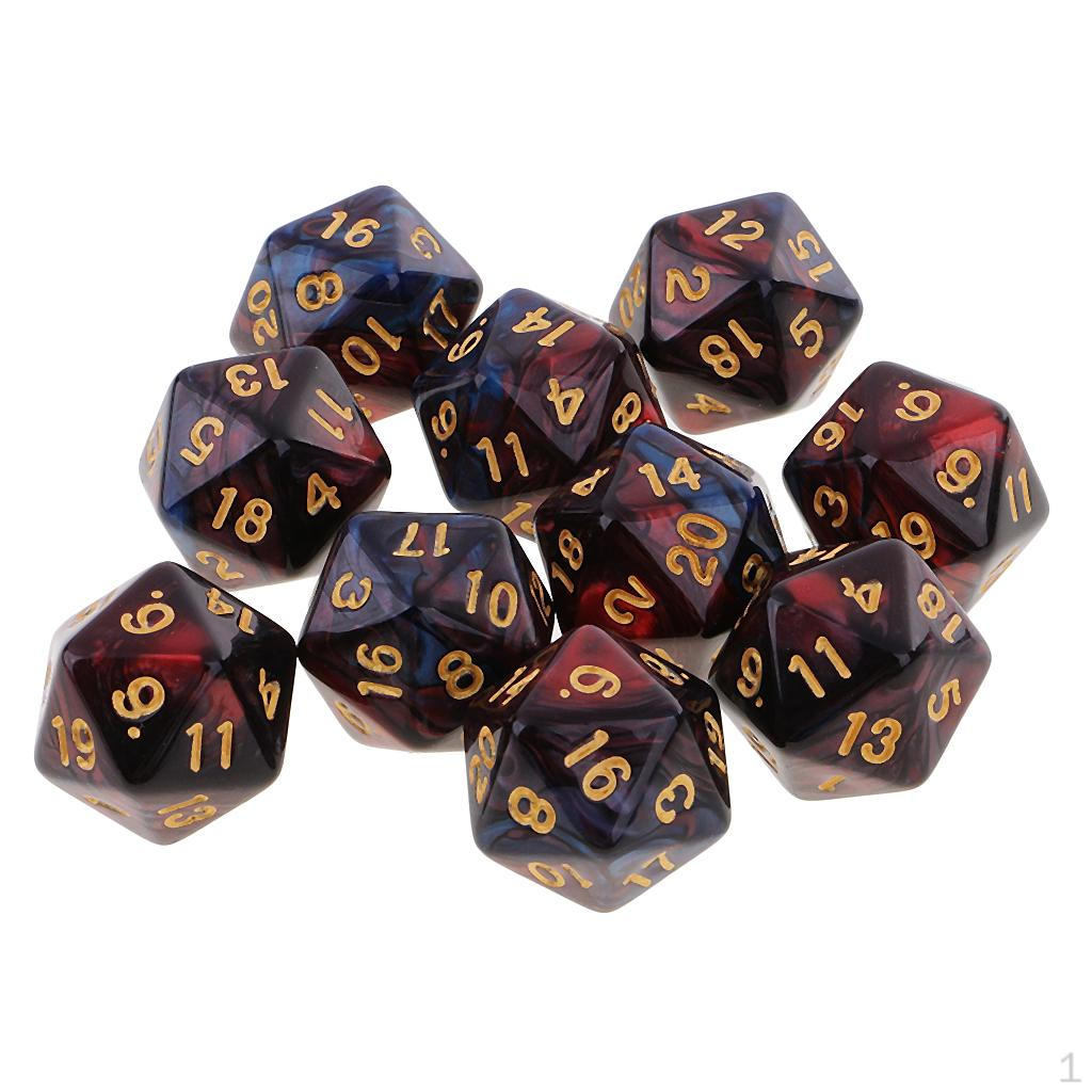 Polyhedral D20 20-Sided for DND RPG Red Black -a