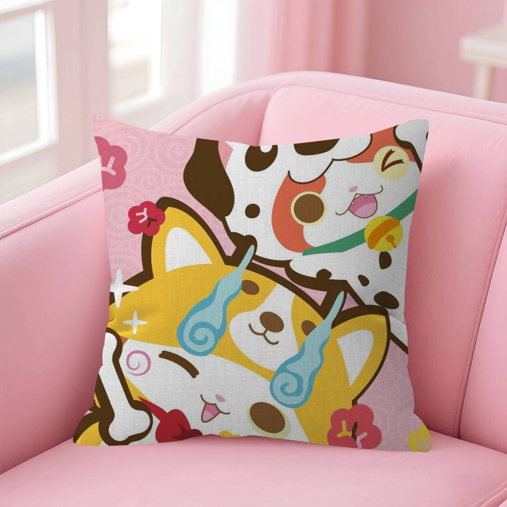 Anime Yokai Cute Watch   Pillow Cushion Cover Pillowcase Living Room Sofa Home Decor Customized