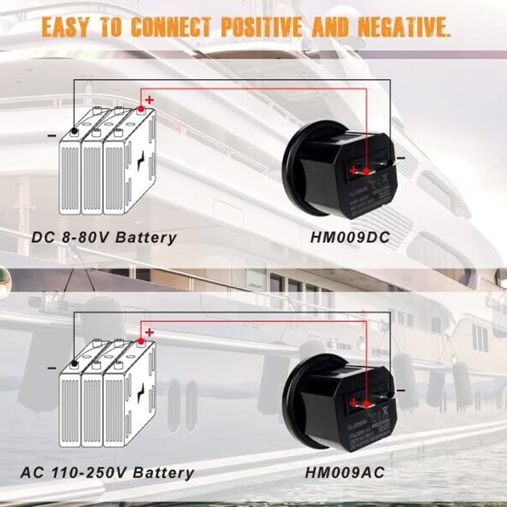 Mechanical Hour Meter Gauge - AIMILAR Professional Engine Hourmeter DC 8-80V For Boat Auto ATV UTV Snowmobile Lawn Tractors Generators (DC8-80V)